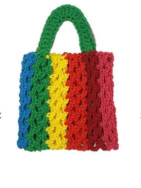 Pitusa - Handmade Multicolor Crochet Tote Bag - Rainbow Stripe Knit